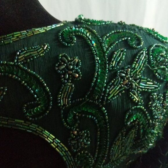 INCREDIBLE NOS 80's Green Sequin Stenay Cocktail Dress Size 6 - Picture 5 of 10